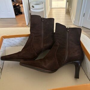 Unisa Dark Brown Suede Heeled Boots